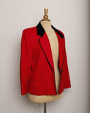 1990's Red Blazer with Black velvet collar