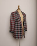 1990's Red, Black and white hounds tooth wool blazer