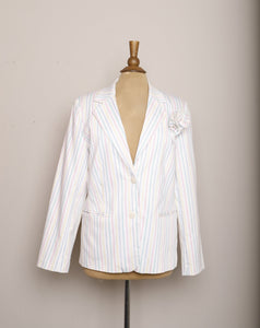 1990's White with pastel candy striped blazer