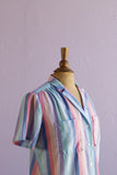 1990's Pink, Violet pastel striped button down shirt