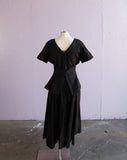 1980's Black Dress with laced and faux peplum skirt
