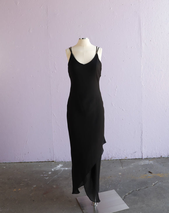 Y2K Black Slip Dress with criss-cross back