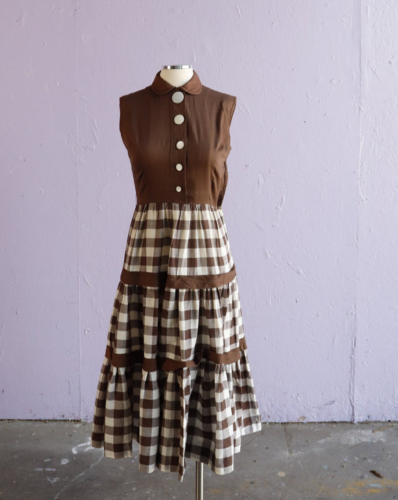 1950's Brown Plaid dress