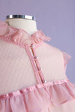1970's Sheer pink peplum waist ruffle Victorian style blouse