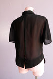 1990's Black sheer blouse with back opening