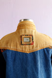 1990's Color block Denim shirt with southwestern tapestry