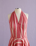 1950's Red & White striped halter dress