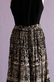Black & White soft sheer Indian gauze cotton skirt with bell drawstring waist