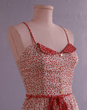1970's Sleeveless White dress with dainty red flowers