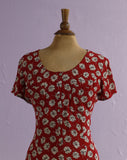 1990's Ann Taylor Red and white floral button down maxi dress