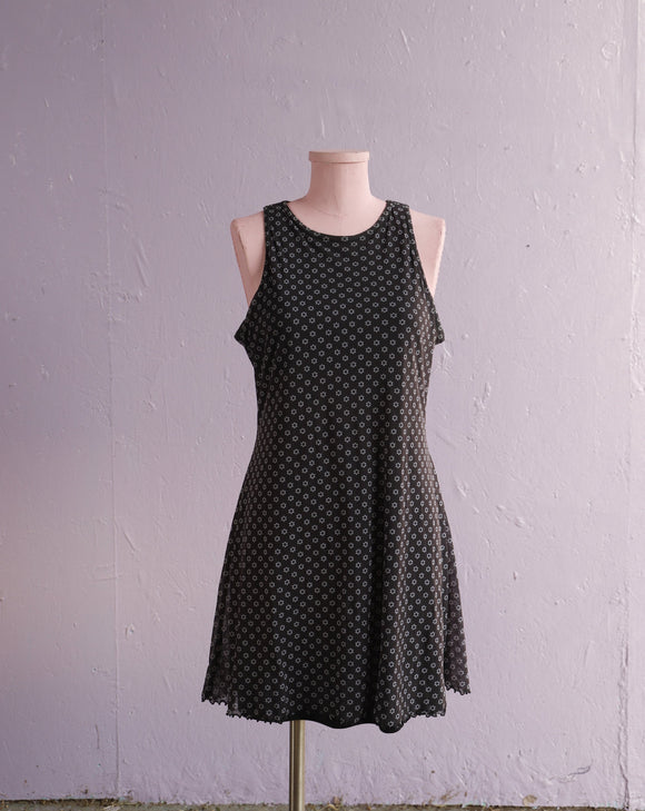 1990's Black daisy mini dress