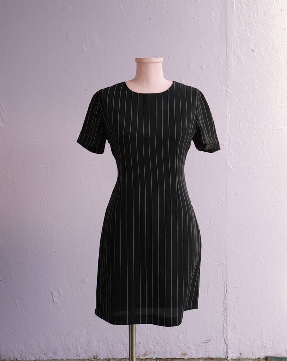 1990's Black pinstriped mini dress