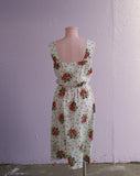 1970's Sleeveless dress with a mushroom & clover print