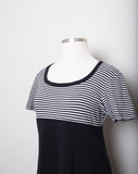 1990's Black & white short sleeve striped Plus size dress