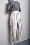 1990's Jordache Ivory & Tan striped loose fit capri pants