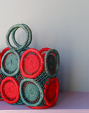 Amazing Mod crochet medallion straw handbag