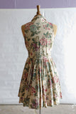 1980's Tan tapestry floral mini dress