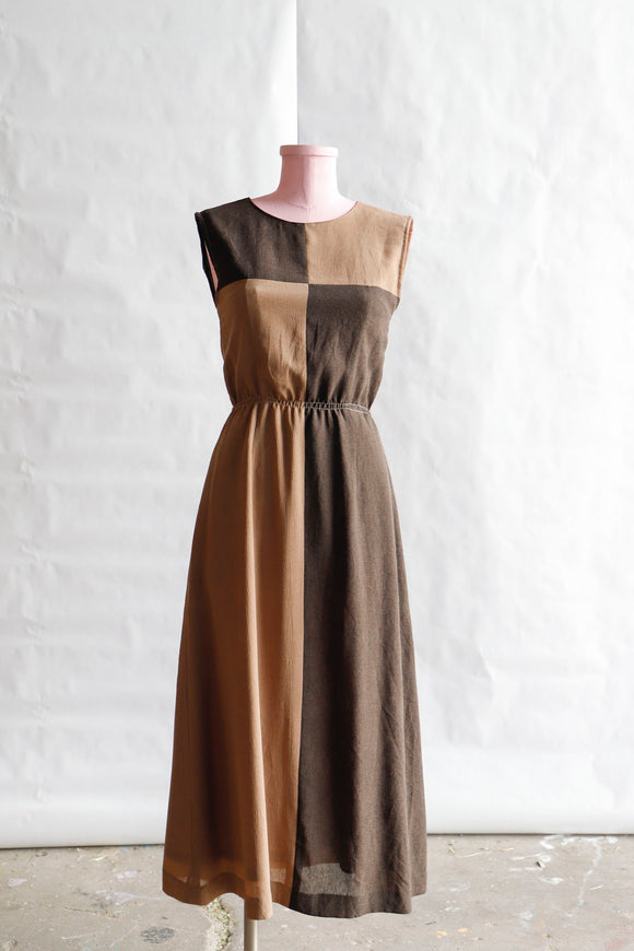 Tan and Brown Color Block Dress