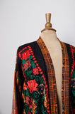 Guatemalan boho embroidered multi textured floral jacket with pockets