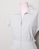 1950's Grey and white striped seer sucker work wear Capri jumpsuit with pockets