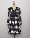 1970's Black & White Polka dot long sleeve Mini Mod dress