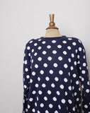 1990's Liz & Co Navy polka dot pull over sweater