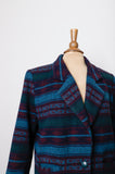 1990's Dark blues & green southwestern faux wool blazer jacket