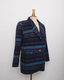 1990's Dark blues & green southwestern faux wool blazer jacket