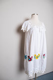 White Mexican floral embroidered house dress
