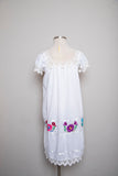 White Mexican floral embroidered house dress