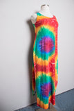 1990's Plus size sleeveless Tie dye maxi dress with 2 high side slits