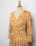 Y2K BCBG Giraffe printed long sleeve dress