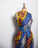 1970's Sheer gauze Moraccon inspired printed sleeveless dress