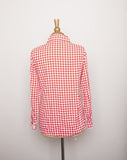 1970's Red & White houndstooth long sleeve zip up cotton shirt with 2 front chest pockets