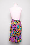 1990's Black A-line skirt with a abstract floral print