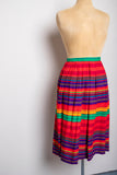 1990's Red ,Green, Orange Purple and Blue horizontal striped skirt
