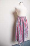 1980's Black, White acid wash printed plus size skirt with & Red stripes
