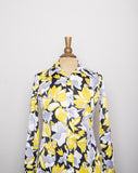 1970's Vera Black, Grey & Yellows floral long sleeve shirt