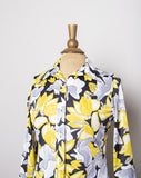 1970's Vera Black, Grey & Yellows floral long sleeve shirt