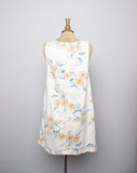 1990's Express Cream Jumper dress with sunflower print and 2 front pockets
