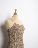 Y2K Cheetach printed silk bias strappy dress