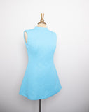 1960-70’s Turquoise sleeveless high neck Mini tunic top or mini dress