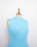 1960-70’s Turquoise sleeveless high neck Mini tunic top or mini dress