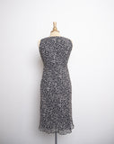 Y2K  Ann Taylor sleeveless silk bias black dress with speckle print.