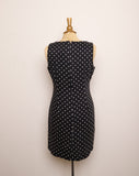 1990's Black polka dot sleeveless sheath dress