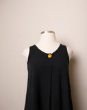 Y2K Black cotton sleeveless shift dress tent dress with pockets