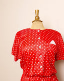 Classic 1980's does 1950's  Red and White polka dot dress with pockets