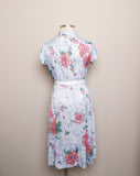1970's Celeste dress with pink flowers and a mandarin collar