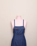 1980-1990's Denim Jumpsuit with adjustable button straps with a front pocket