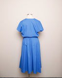 Electric Blue Plus size V-neck fit and flare dress with pockets